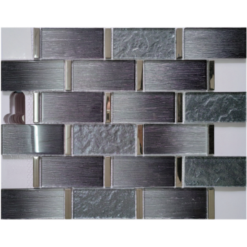 Laminated Glass Mosaic Tile purple mix silver electroplated